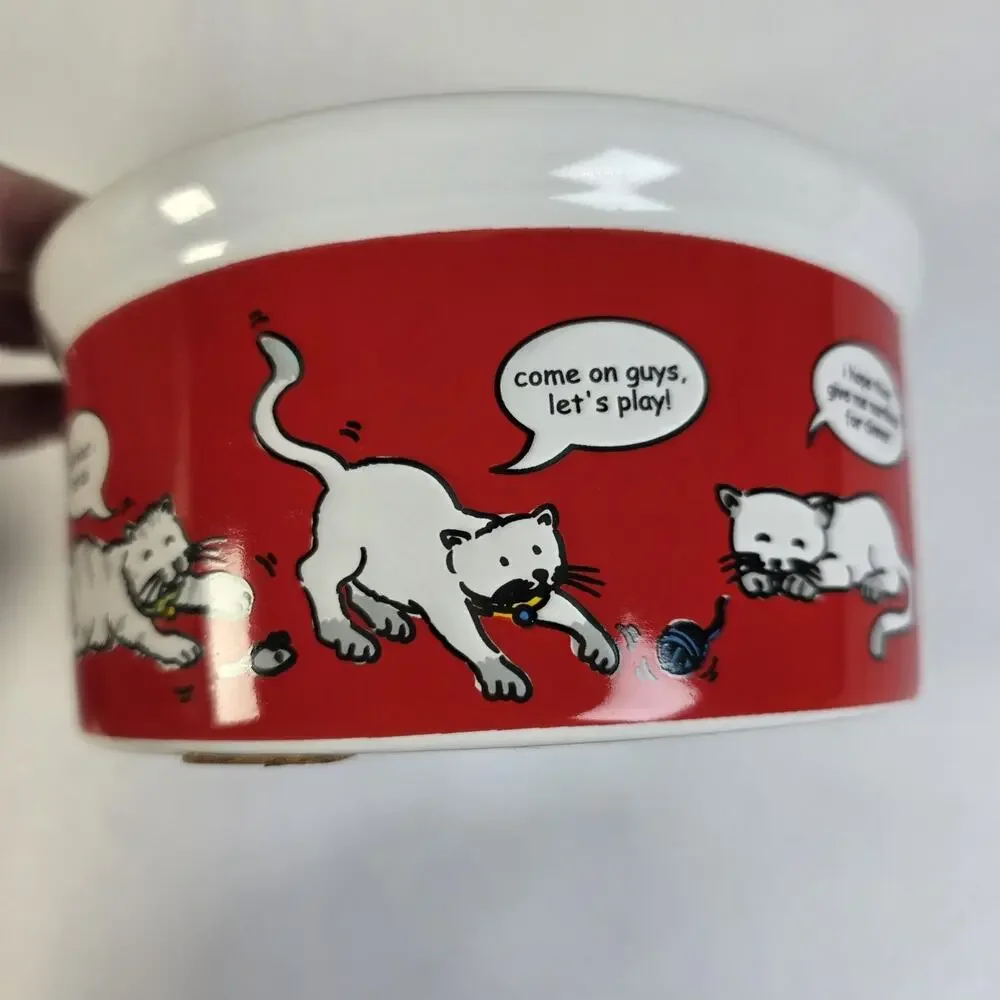Signature Housewares Talking Cat By Riviera Van Beers Pet Bowl Stoneware 6x3
